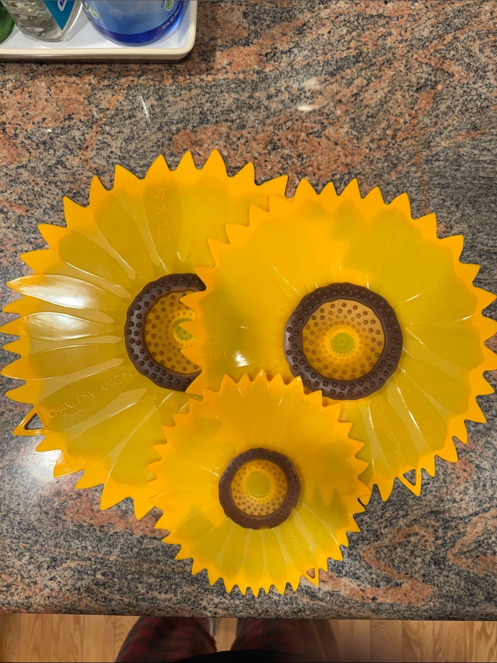 Charles Viancin Yellow Sunflower Silicone Jar Covers, Reusable Food Storage Lids